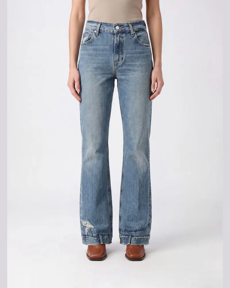 Haikure Flora Flared-Fit Jeans mit hoher Taille aus Baumwolldenim Himmelblau
