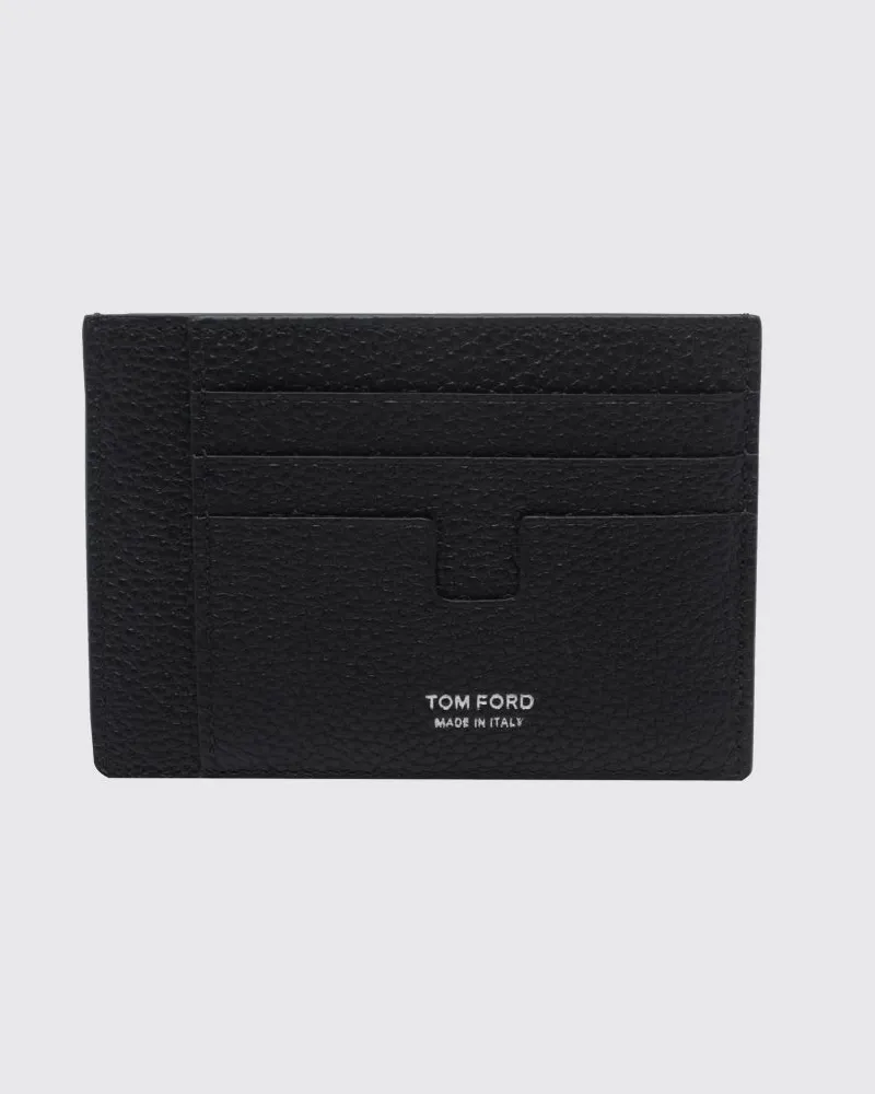 Tom Ford Flaches Kartenetui aus Kalbsleder mit sieben Fächern und laminiertem Logo Schwarz