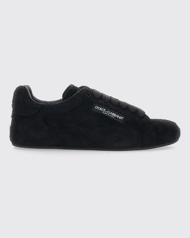 Dolce & Gabbana DOLCE  GABBANA Dolce & Gabbana Portofino Soft Sneaker aus Kalbsveloursleder Schwarz