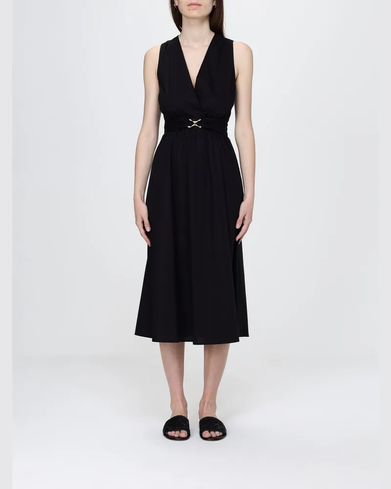 Twin-Set Stretch-Baumwoll-Hemdblusenkleid Schwarz