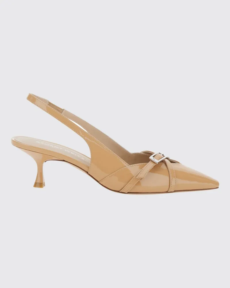Stuart Weitzman Lackleder-Slingbacks Beige