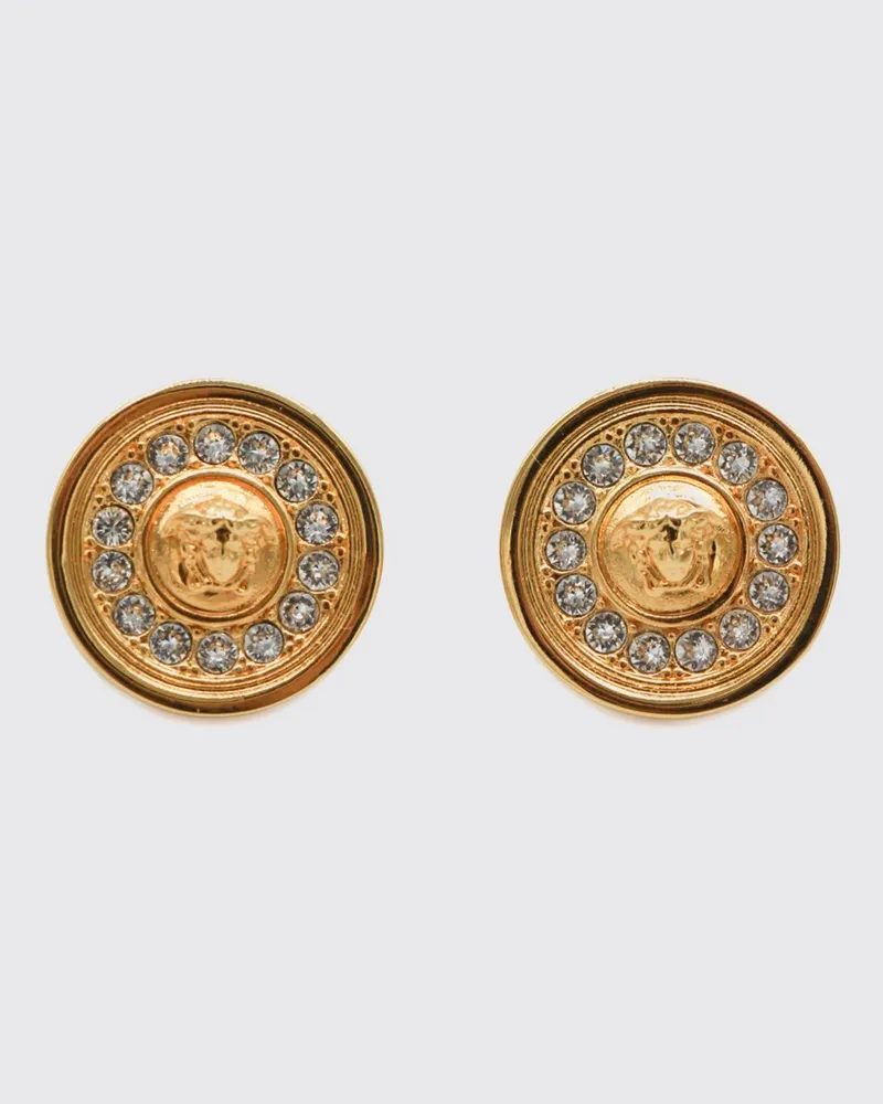 Versace Goldfarbene Medusa-Ohrstecker mit eingefassten Kristallen Gold