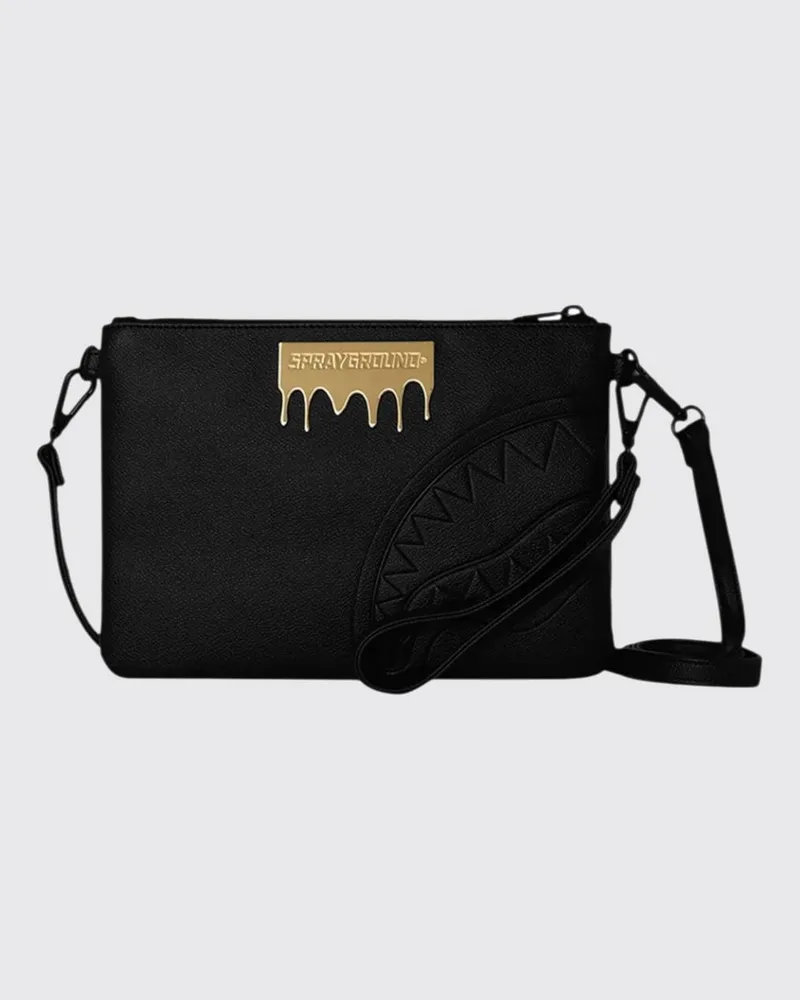 Sprayground Umhängetasche aus genarbtem Kunstleder mit Metall-Logo Schwarz