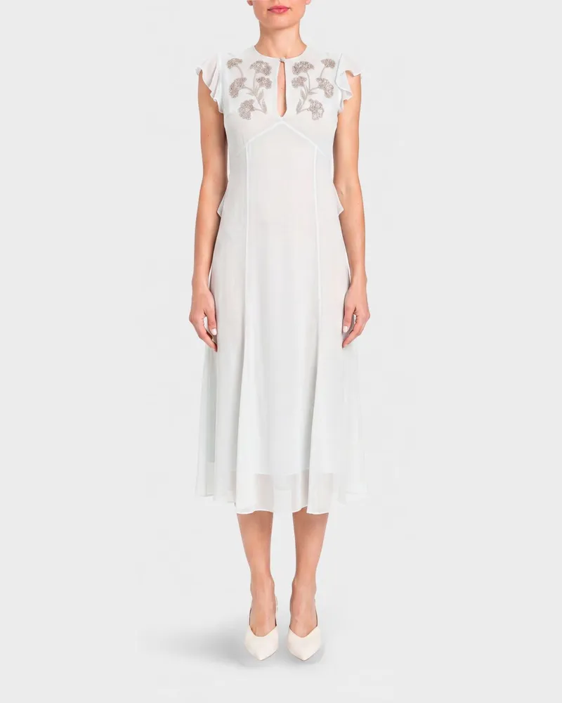 Twin-Set Midi-Kleid aus Viskose mit Strasssteinen Wasser