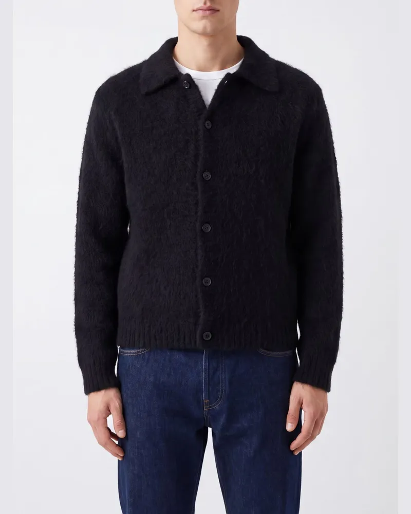 Dries van Noten Cardigan im Polo-Stil aus Alpaka- und Merinowollmischung Schwarz