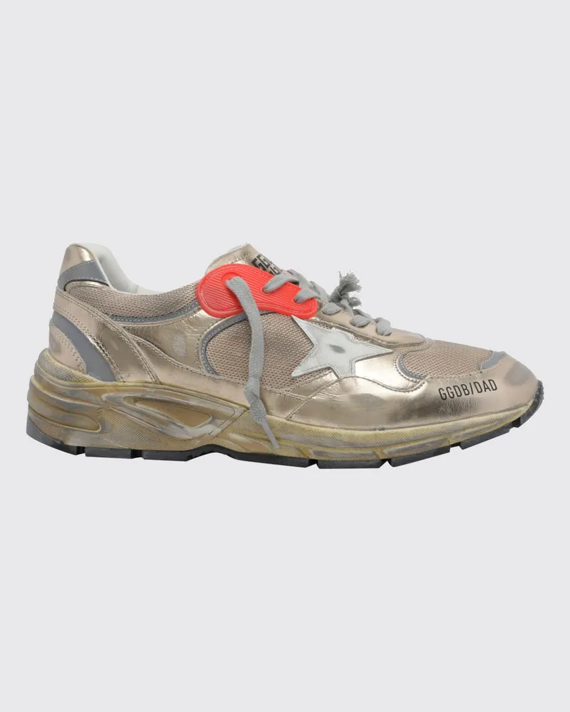 Golden Goose Dad-Star Sneaker aus laminiertem Leder und Mesh im Distressed-Look Silber