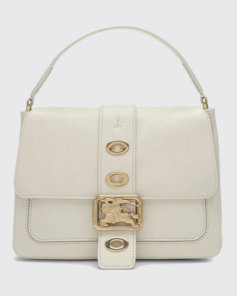 Burberry Rider Handtasche aus glattem Lammleder mit Equestrian Knight-Logo Ivory