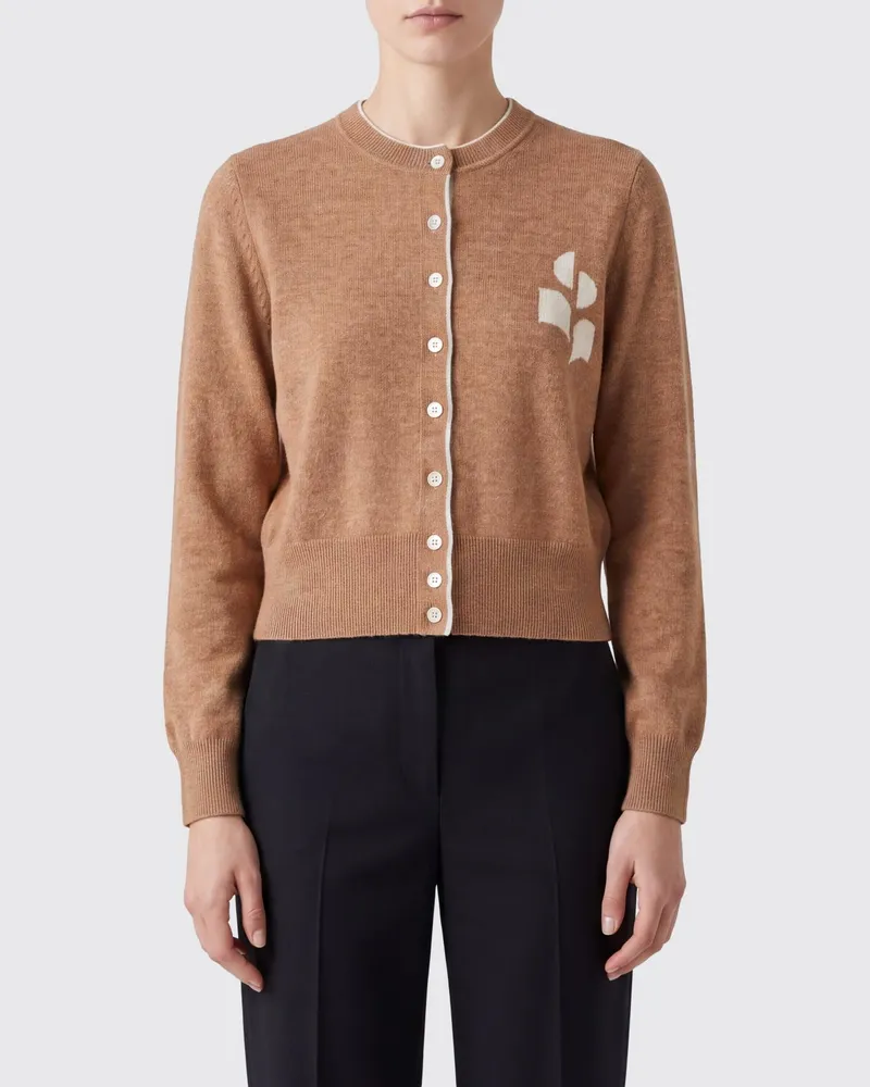 Étoile Isabel Marant Slim Fit Cardigan von aus Woll-Baumwoll-Mischung mit Jacquard-Logo Camel