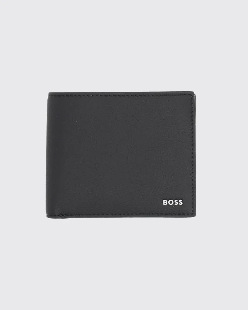 HUGO BOSS Jace Bifold-Geldbörse von aus Leder mit metallischem Logo Schwarz