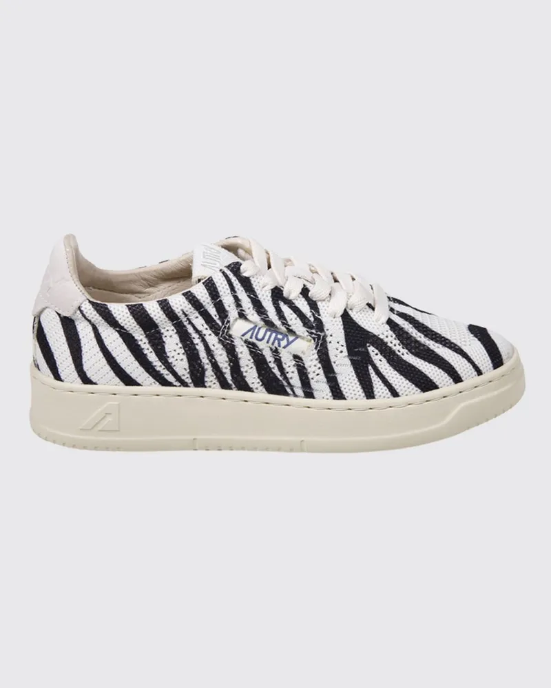 AUTRY Medalist Easeknit Häkelstrick-Sneakers mit Zebramuster Weiß