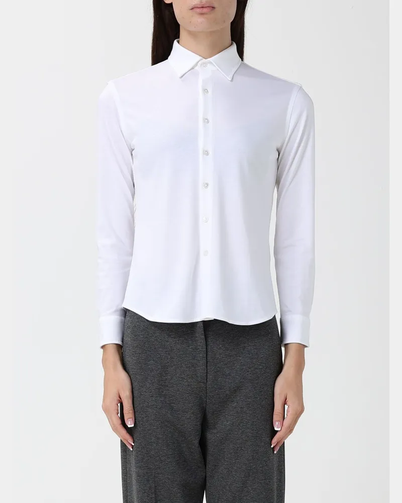 CIRCOLO 1901 Klassisches langärmeliges Slim-Fit-Baumwollhemd mit klassischem Kragen Weiß