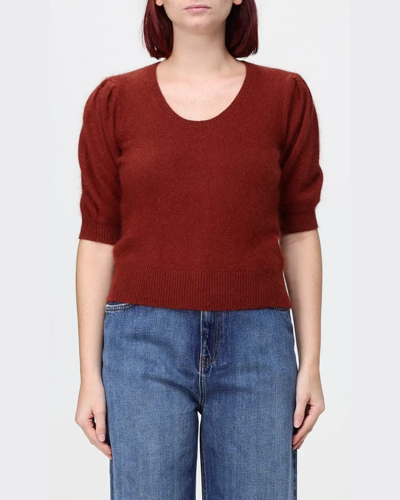 Twin-Set Cropped-Pullover aus Wollmischung mit kurzen Puffärmeln und U-Ausschnitt Cherry