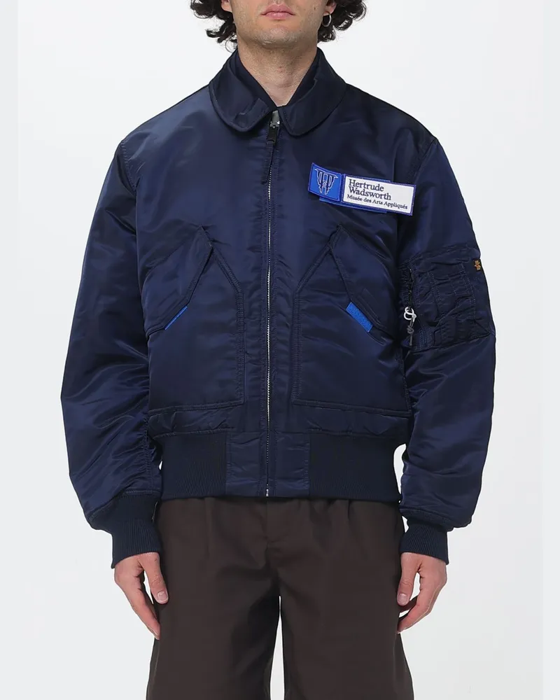 GR10K Nylon-Bomberjacke mit Logo Blau