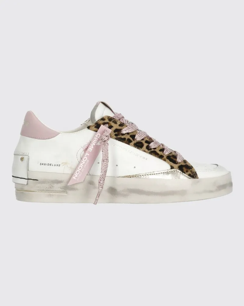Crime SK8 Deluxe Sneakers mit Animal-Print aus Leder und Ponyfell Pink