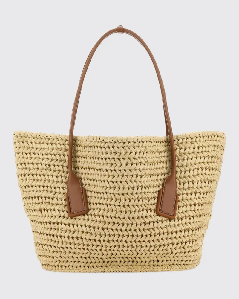 Bottega Veneta Mittelgroße Arco Tote-Tasche aus Raffia mit doppelten Ledergriffen Rope