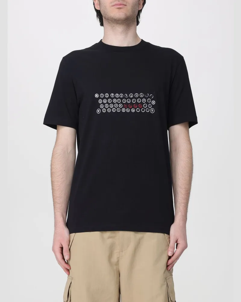 HUGO BOSS Bedrucktes Baumwoll-T-Shirt Schwarz