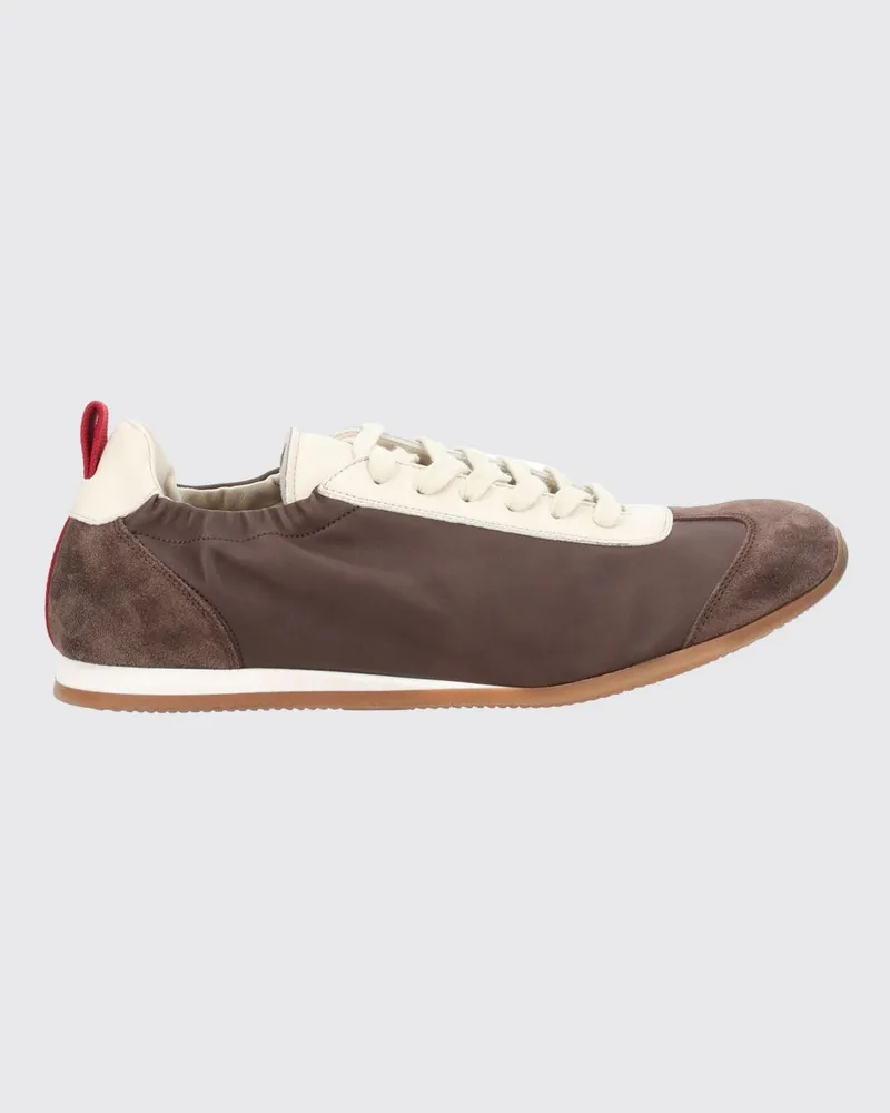 Uma Wang Low-Top-Sneaker aus Leder und Nylon mit elastischem Knöchel Burnt