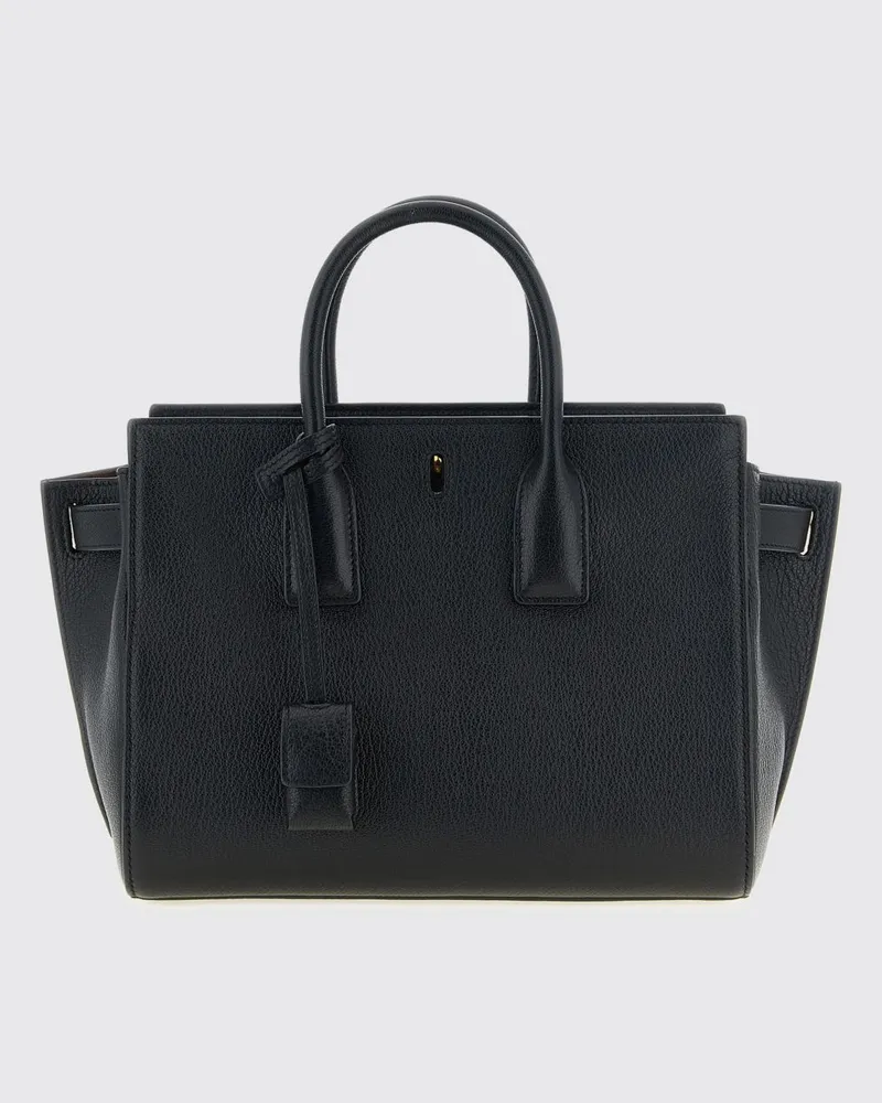 Saint Laurent Sac De Jour Handtasche aus genarbtem Lammleder mit Vorhängeschloss Schwarz