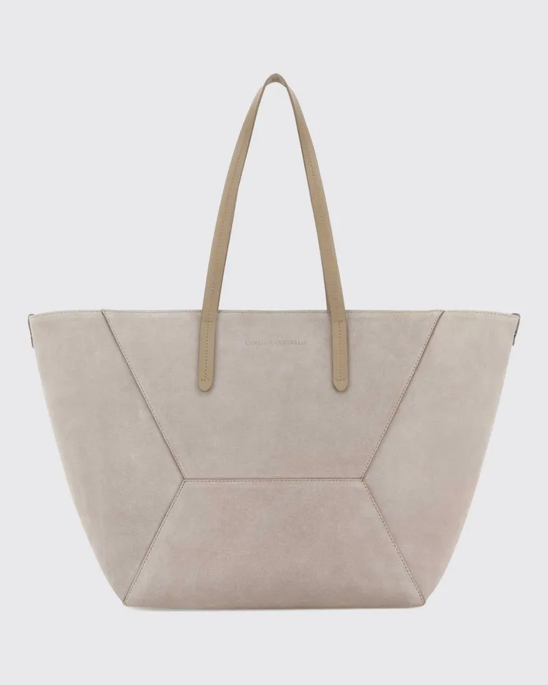 Brunello Cucinelli BC Duo Tote Schultertasche aus Wildleder Natural