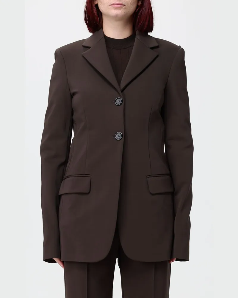 SPORTMAX Einreihiger Blazer aus Crêpe mit Zwei-Knopf-Verschluss Braun