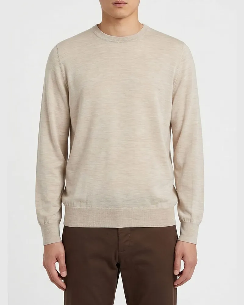 Brunello Cucinelli Rundhals-Pullover aus Wolle und Kaschmir Beige