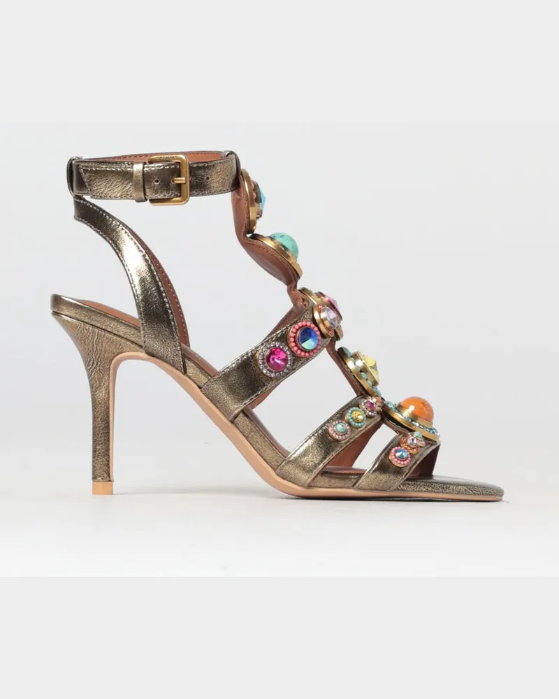 Kurt Geiger Octavia Laminierte Leder Sandale mit Strass Bronze