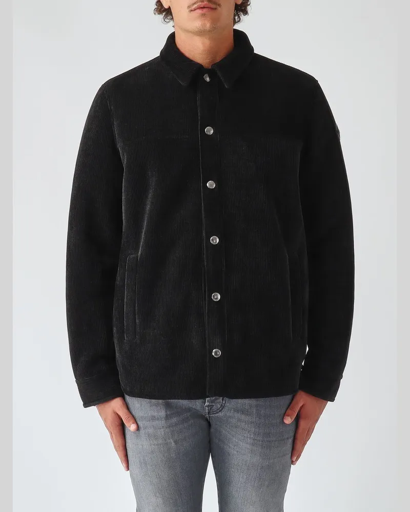 Colmar Einreihiges Samt-Overshirt mit klassischem Kragen und Knopfverschluss Schwarz