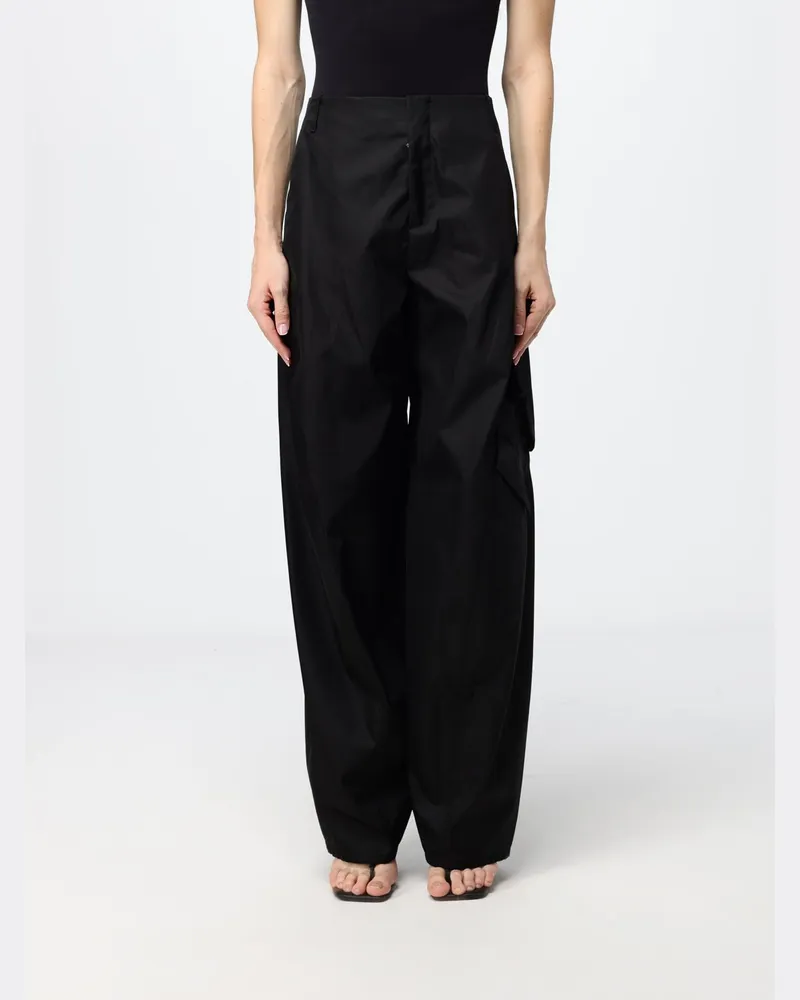 Alaïa Weit geschnittene High-Waist Cargo-Hose aus technischem Taft Schwarz