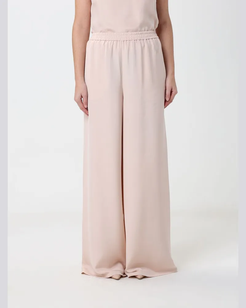 Max Mara Hoch taillierte Volontà Seiden-Palazzohose mit elastischem Bund Beige