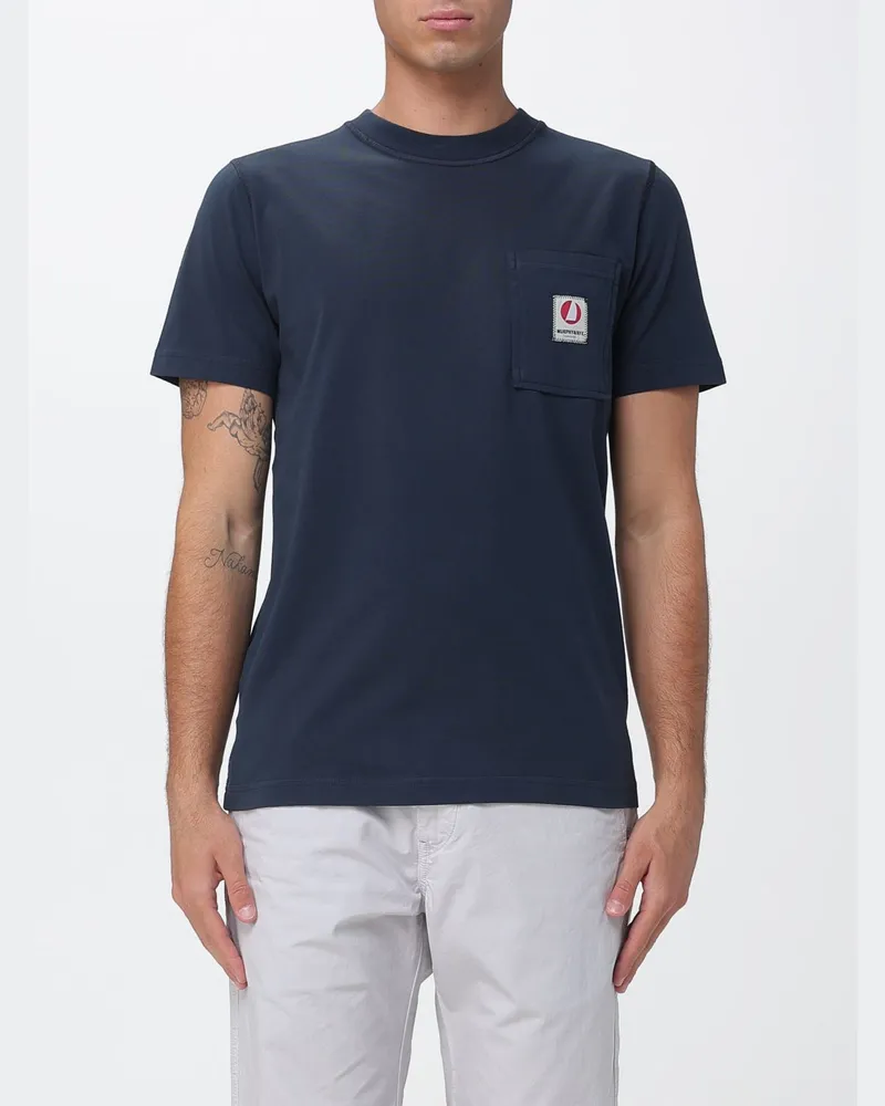 Murphy & Nye Slim Fit T-Shirt aus Baumwolle mit aufgesetzter Tasche und Logo Blau