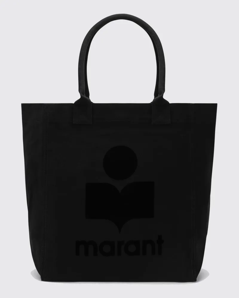Isabel Marant Yenky Tote-Bag aus Baumwolle mit Ton-in-Ton-Logo und Doppelgriffen Schwarz
