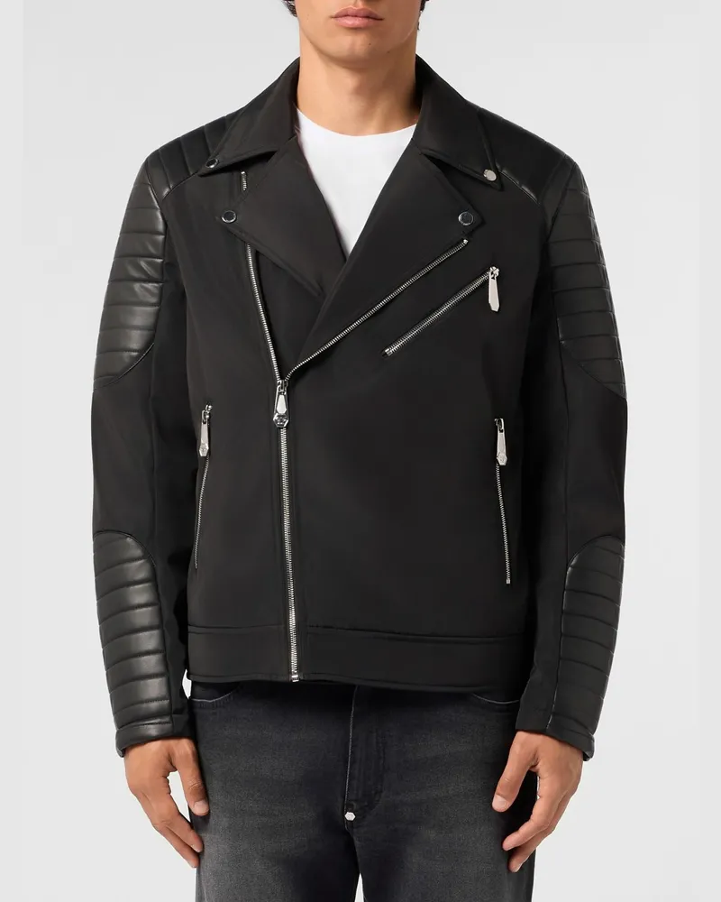 Philipp Plein Bikerjacke aus Polyester von mit seitlichem Reißverschluss Schwarz