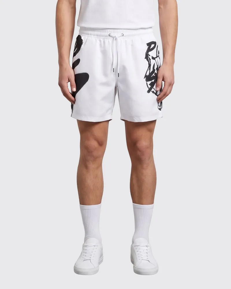 Philipp Plein Jogging-Shorts aus Stretch-Funktionsgewebe Weiß