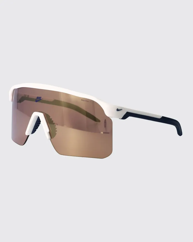 Nike Zweifarbige Expedition Shield Shield-Sonnenbrille aus Acetat von Weiß