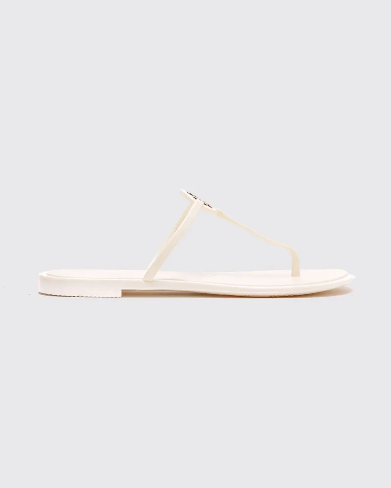 Tory Burch Miller Jelly Zehentrenner-Sandalen aus Gummi mit Double T-Logo Weiß