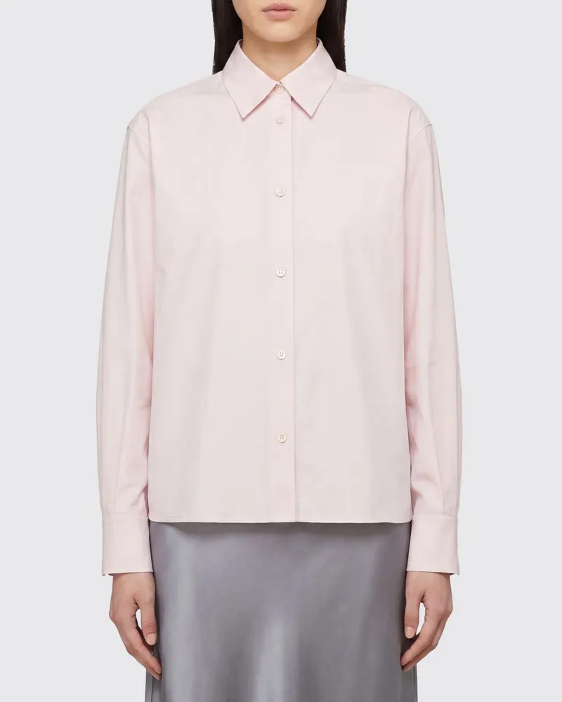 Jil Sander Klassisches Baumwollhemd mit langen Ärmeln und spitzem Kragen Pink