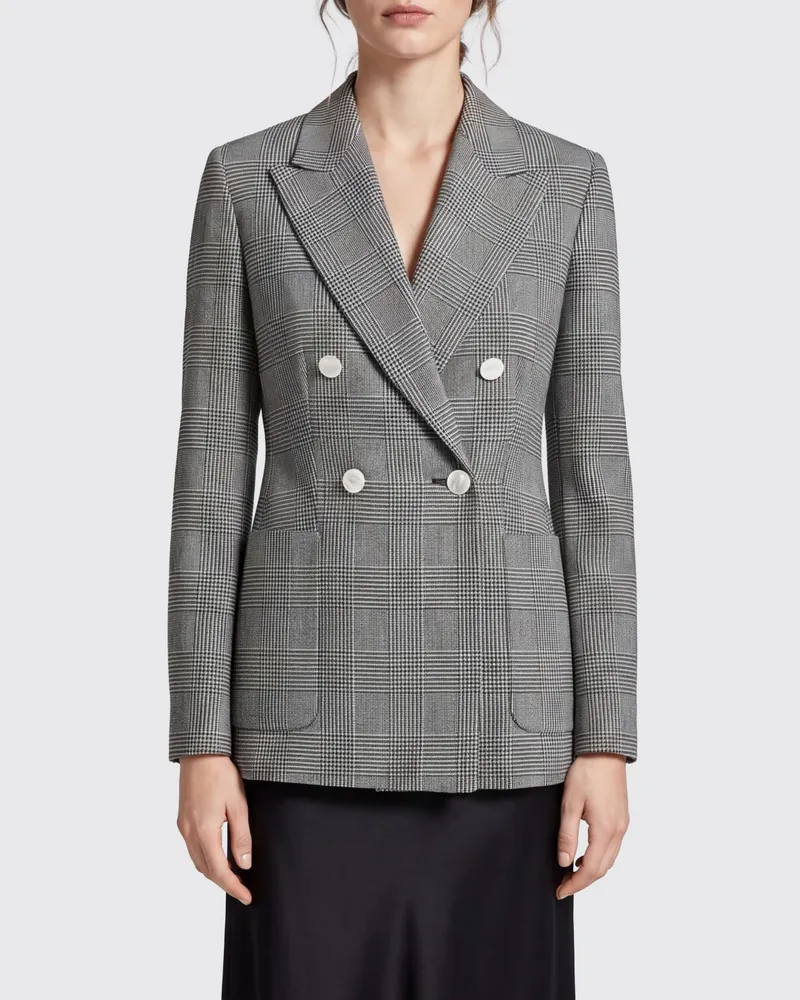 Max Mara Zweireihiger Blazer aus Schurwolle mit Prince-of-Wales-Muster Blau