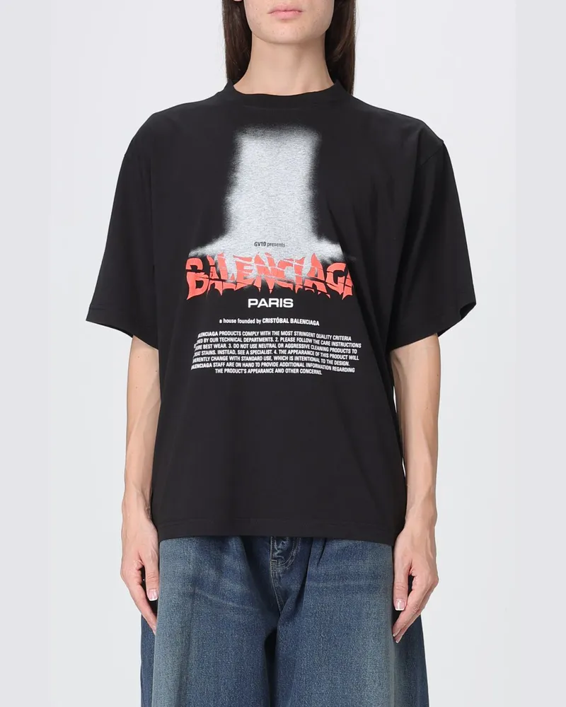 Balenciaga Relaxed-Fit T-Shirt aus Baumwolle mit Graffiti-Print und überschnittenen Schultern Schwarz