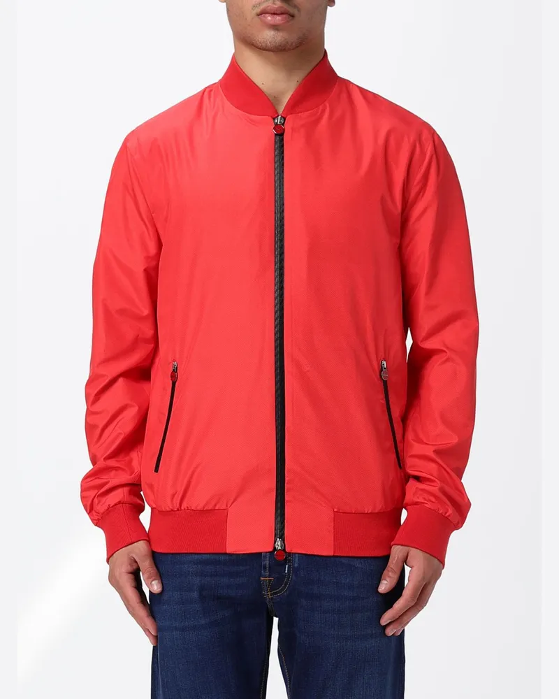 Kiton Bomberjacke aus technischem Stretch-Gewebe mit Reißverschluss Rot