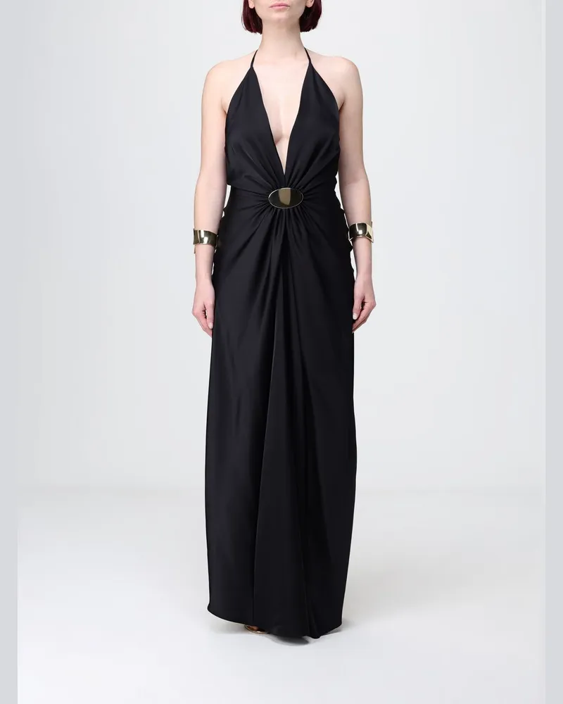 Simona Corsellini Maxikleid aus Satin Schwarz