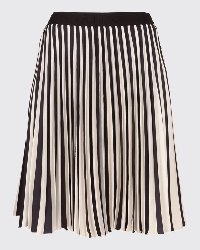 Monnalisa Plissierter Crêpe-Rock mit Blumenprint Schwarz