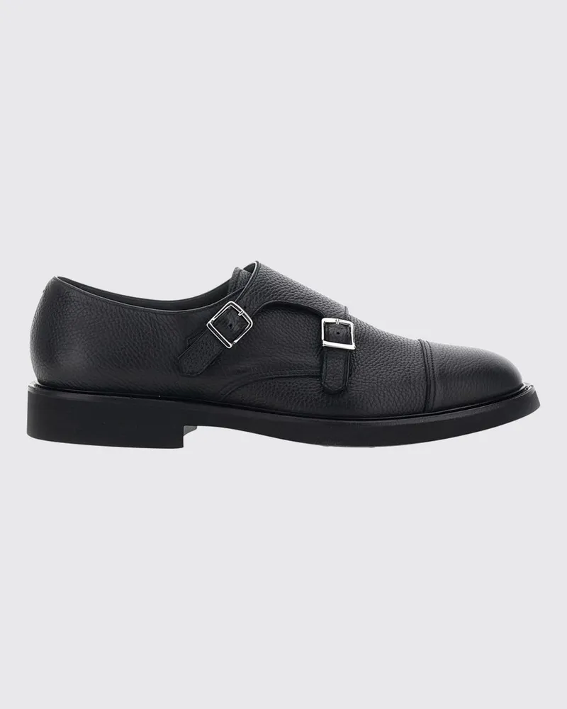 Doucal´s Monk-Strap-Schuhe mit doppelter Schnalle aus genarbtem Kalbsleder Schwarz