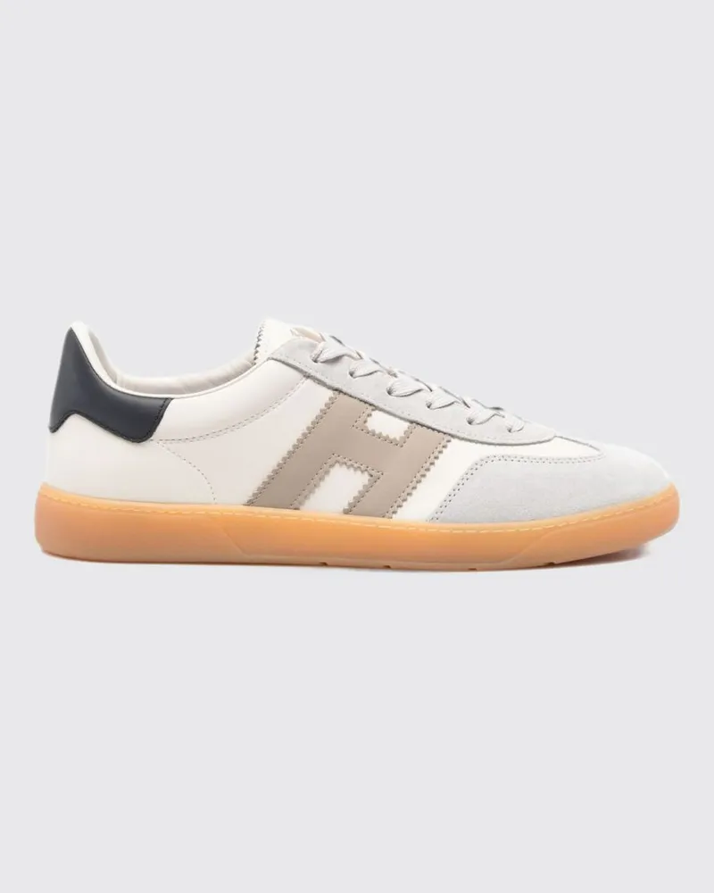 Hogan Cool Leder- und Wildleder-Sneakers mit H-Logo und gezackter Sohle Weiß
