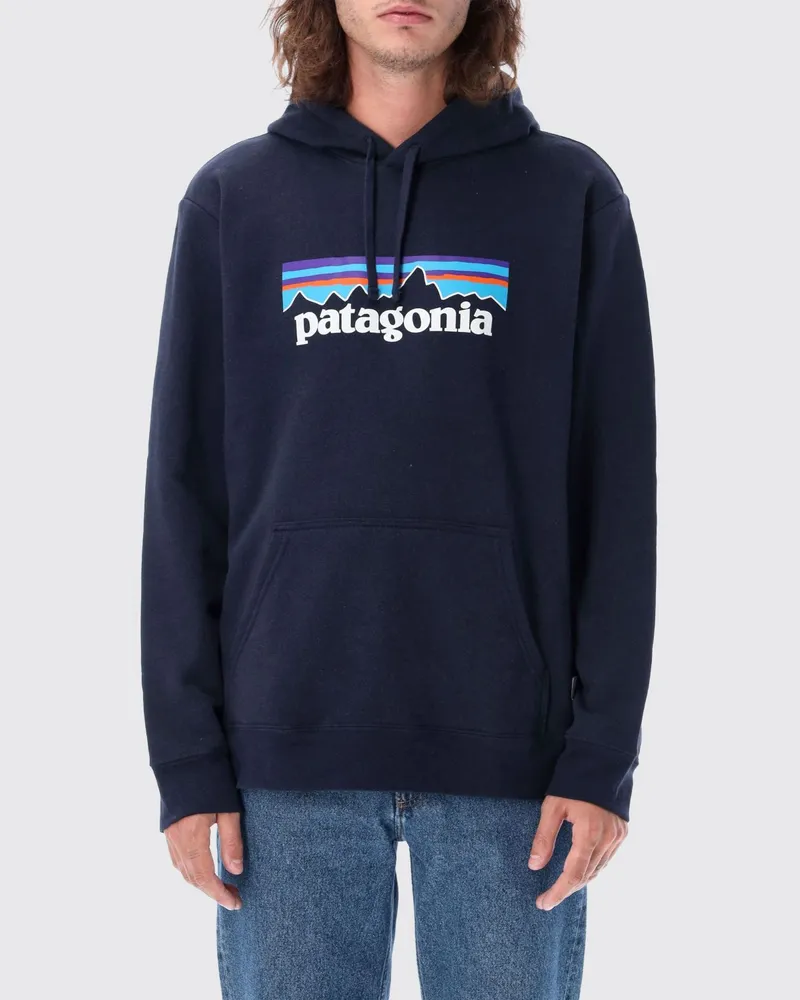 Patagonia Relaxed Fit Hoodie aus recycelter Baumwollmischung mit Kängurutasche Navy