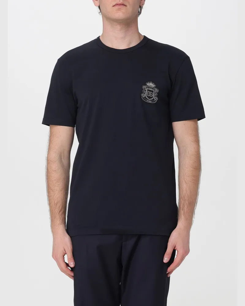 Dolce & Gabbana DOLCE  GABBANA Baumwoll-T-Shirt mit Wappen Dolce & Gabbana Blau