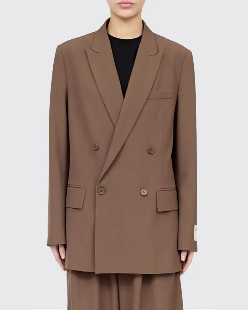 Maison Margiela Cropped-Zweireiher-Blazer aus Wollmischung mit steigendem Revers Braun