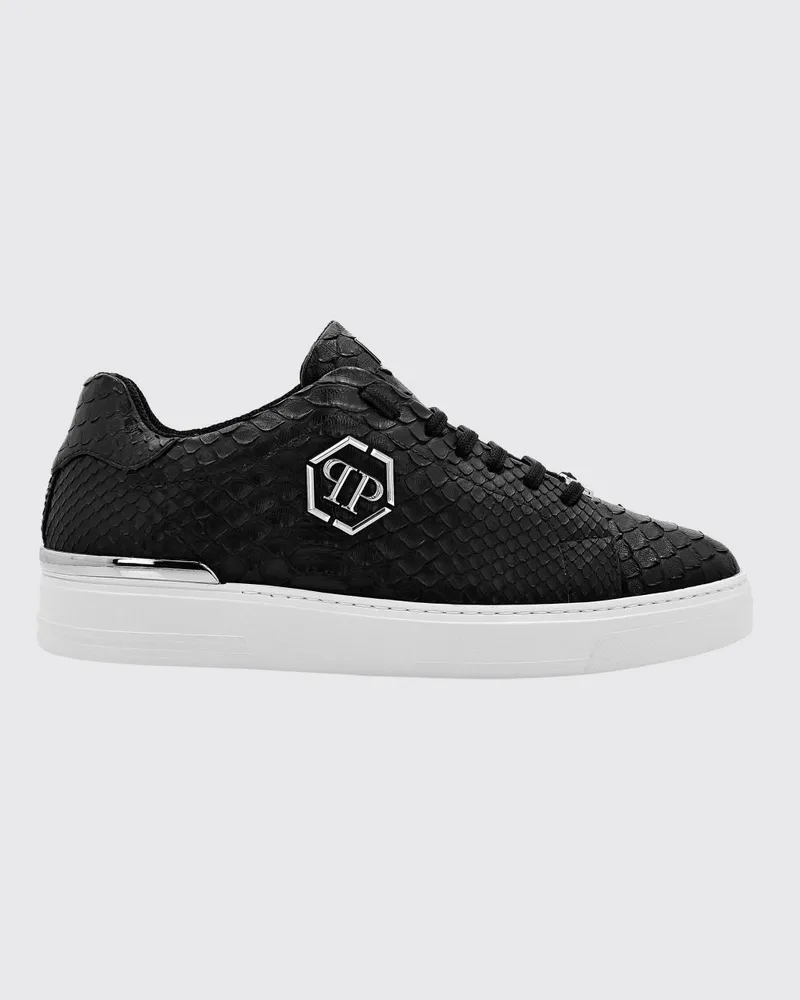 Philipp Plein Sneakers aus Pythonleder mit Hexagon Schwarz