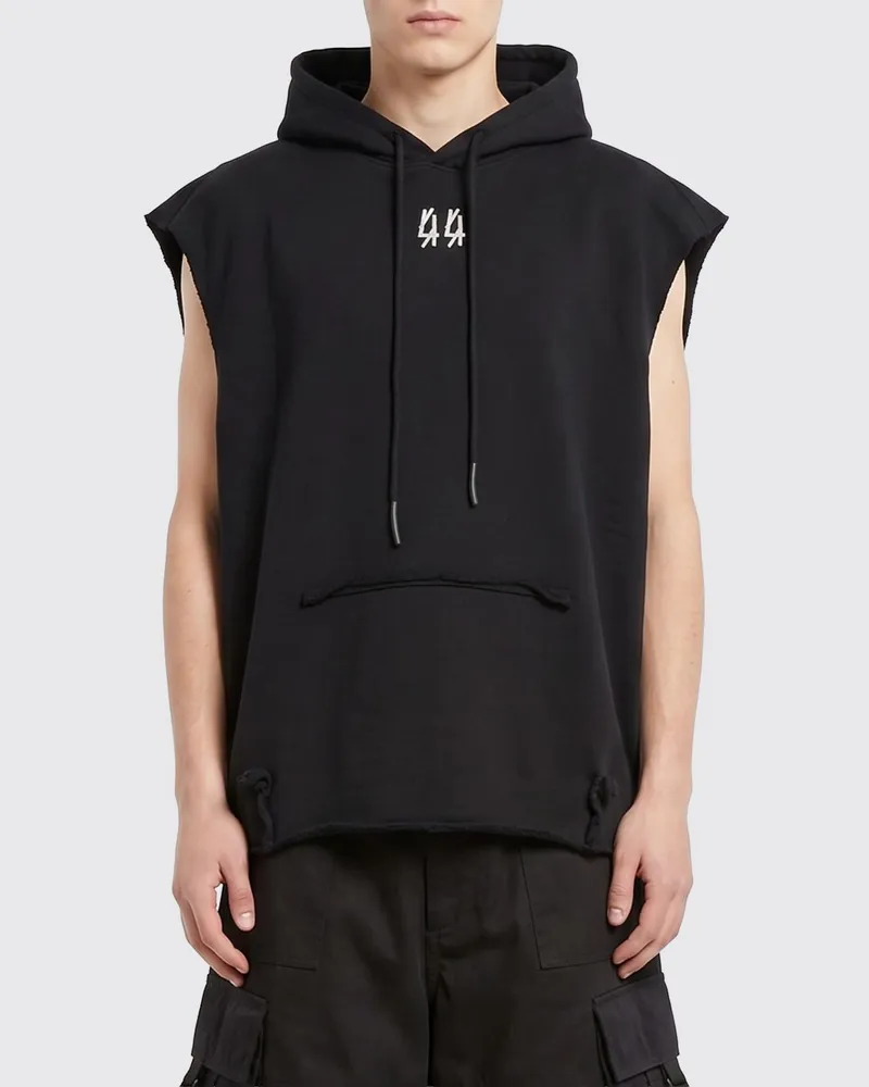 44 LABEL GROUP Ärmelloser Baumwoll-Hoodie mit Rückenlogo Schwarz