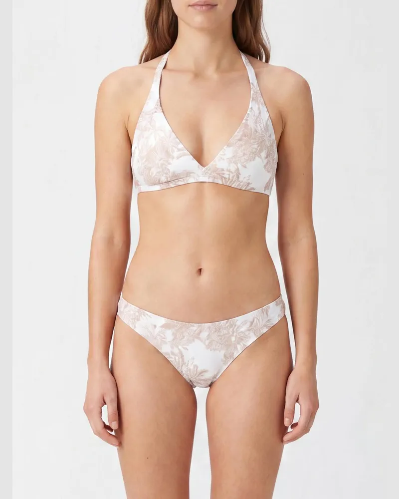 MC2 Saint Barth Bikini-Oberteil mit tropischem Print und Trägern zum Binden Grün