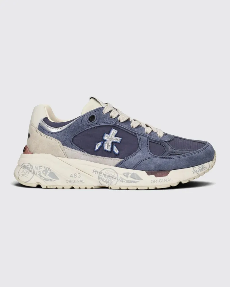 Premiata Mased Sneakers aus laminiertem Leder und Nylon Blau